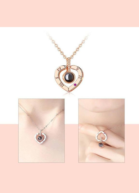 Кулон в форме сердца с проекцией "I love you" на 100 языках мира No Brand (334337697)