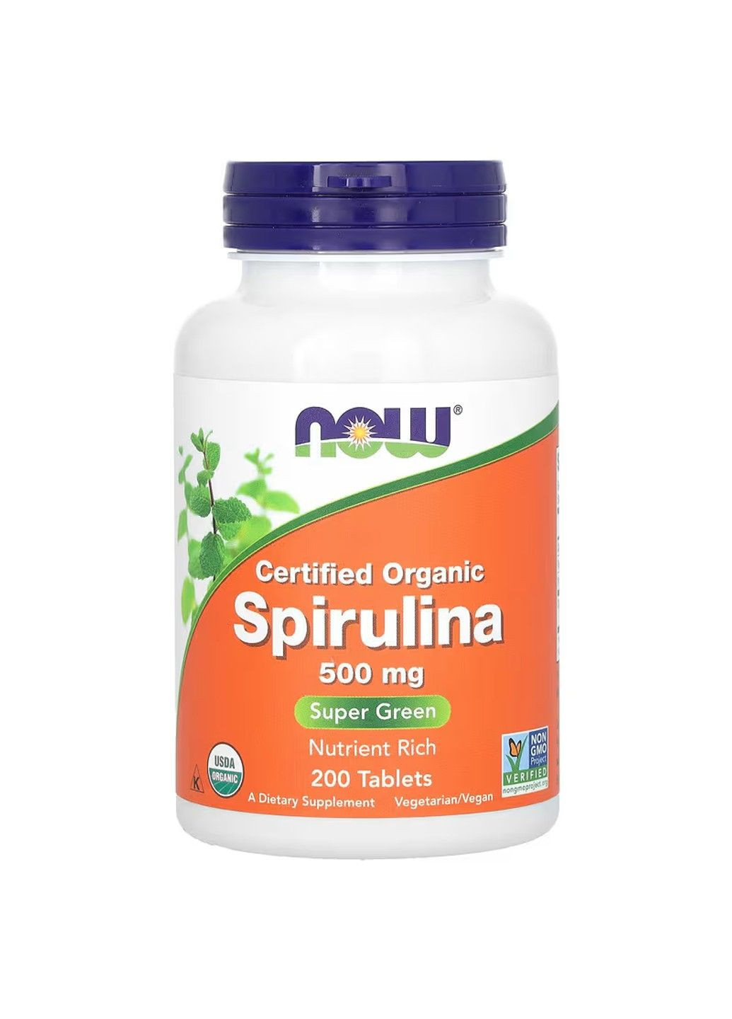 Сертифицированная Органическая Спирулина Org Spirulina 500мг – 100 таб Now Foods (283328644)