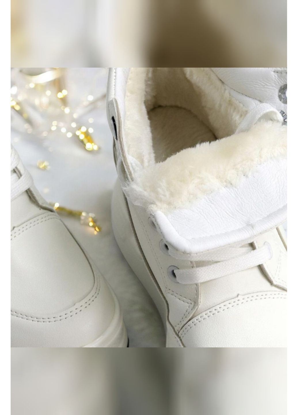 Жіночі зимові снікерси кросівки білі екохутро платформа танкетка утеплені Veagia Снікерси білі зими (372754738)