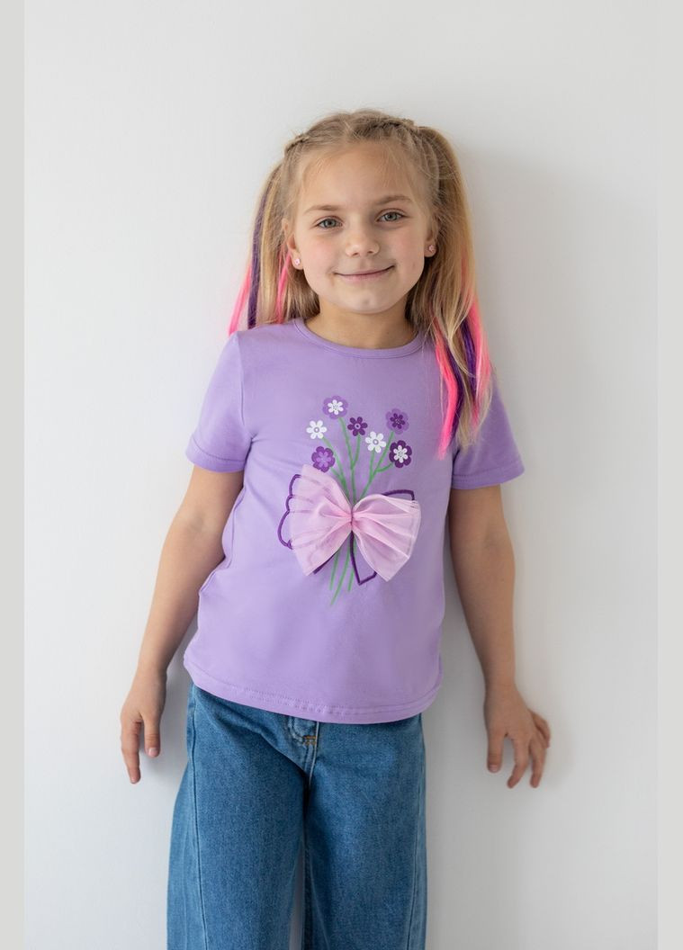 Фіолетова демісезонна футболка для дівчаток 03-2608-83в 98 см Авекстекс