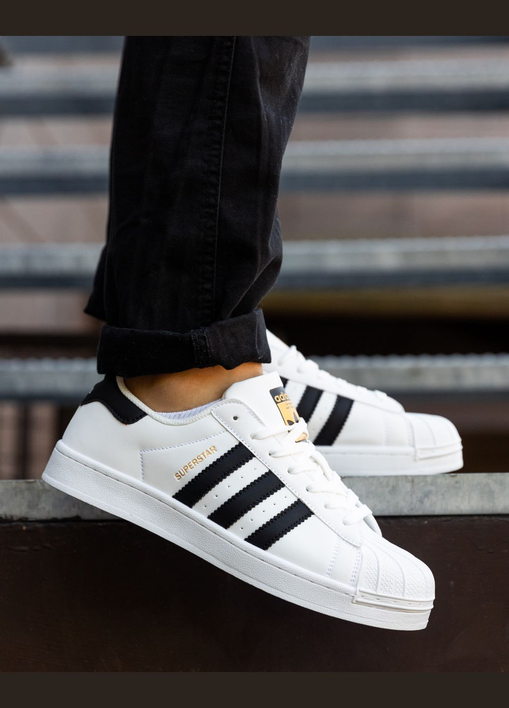 Білі Осінні кросівки чоловічі white black No Brand Superstar Classic