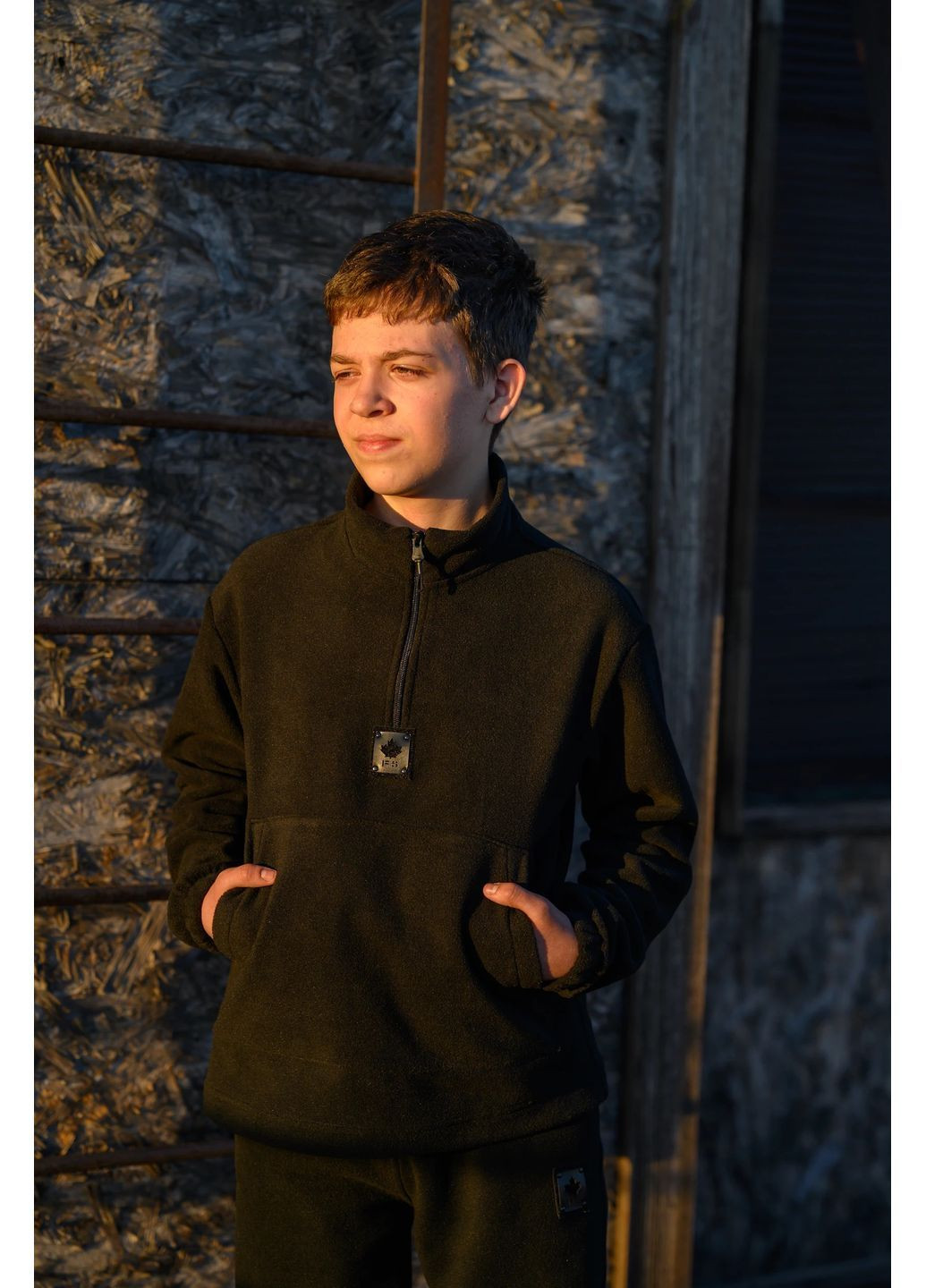 Черный флисовый костюм для мальчиков / подростков No Brand