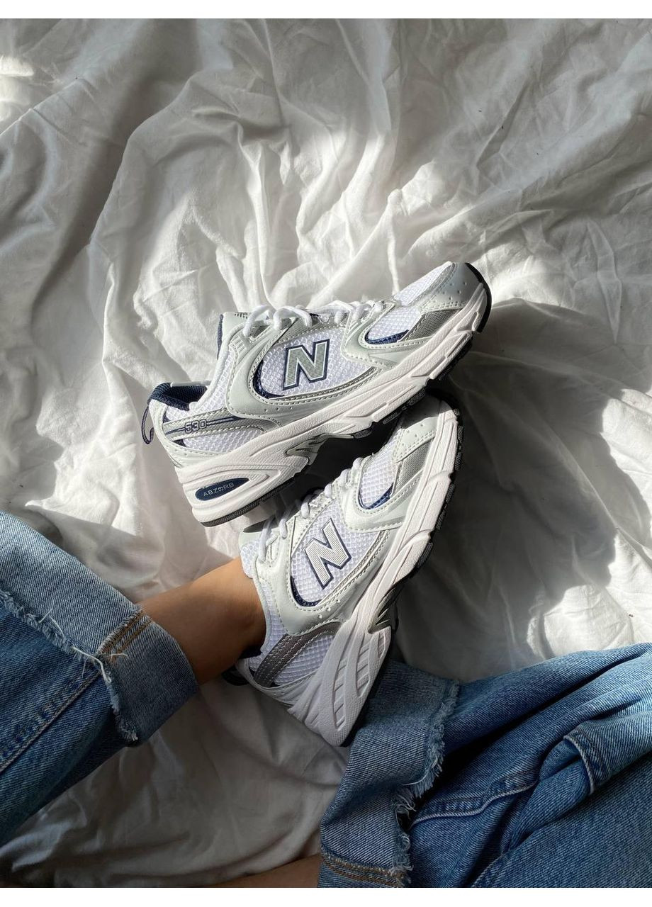 Білі Осінні кросівки чоловічі new balance 530 white silver lux нью беланс 530 No Brand