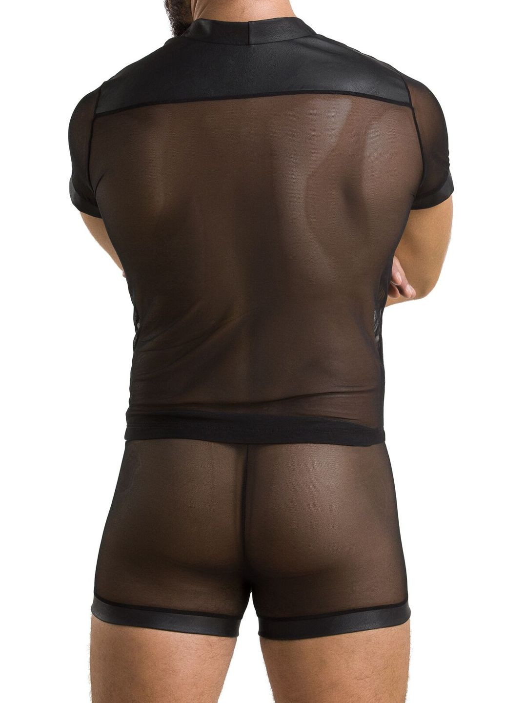 Комплект сітчастої чоловічої білизни Set Michael,, сорочка, боксери, заклепки Passion (297394014)