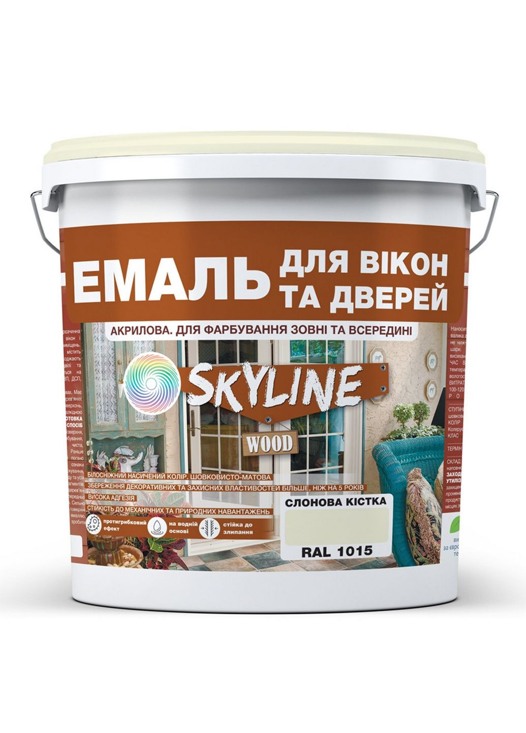Эмаль акриловая для окон и дверей Wood RAL 1015 10 л SkyLine (289460309)