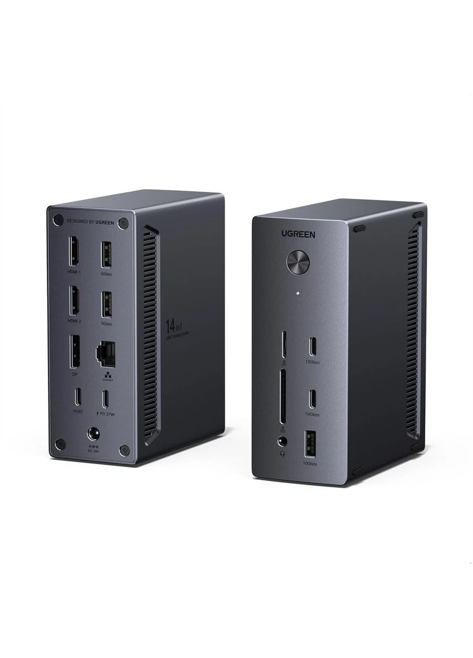 Док-станція Revodok Pro CM843, 14-в-1, Triple 4K (2×HDMI + DP 8K/4K@120), 100W PD, 10Gbps Ugreen (388579613)
