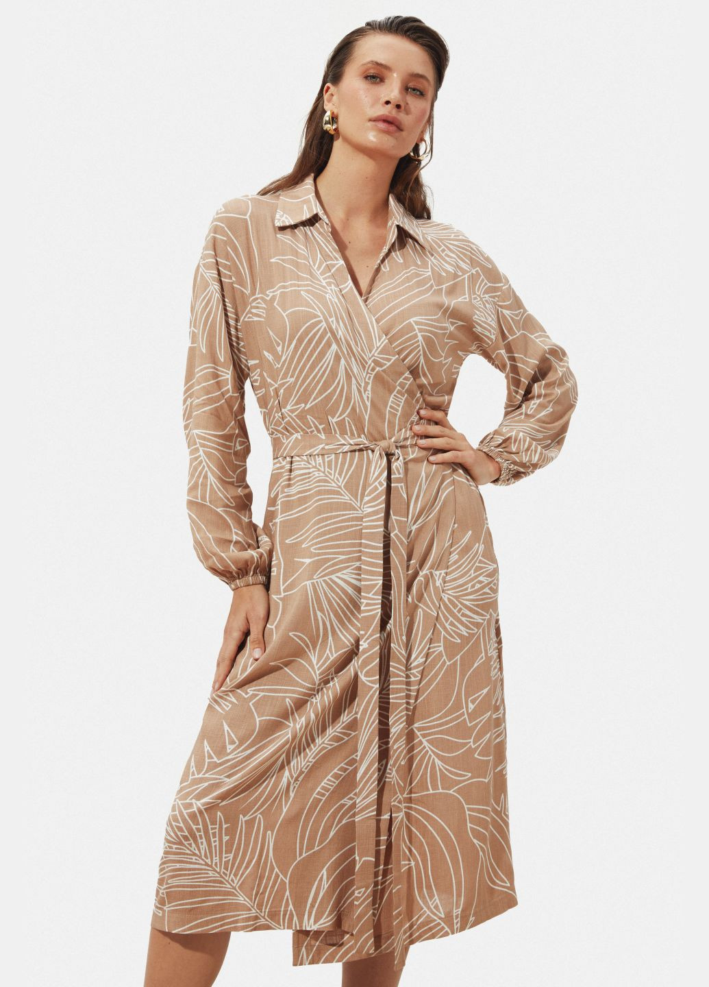 Бежевое повседневный платье ST-Seventeen однотонное