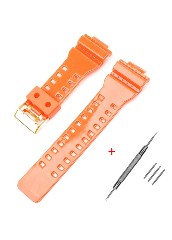 Ремешок для часов Casio G-Shock оранжевый глянцевый полимерный унисекс для мужчин и женщин пряжка ProDobro (367266863)