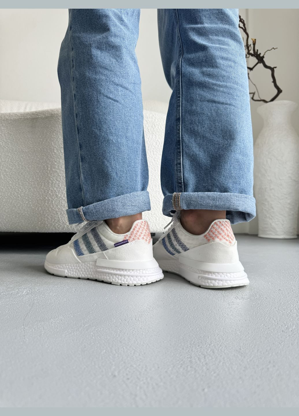 Белые демисезонные кроссовки мужские и женские adidas zx 500 rm white | адидас zx 500 белые No Brand