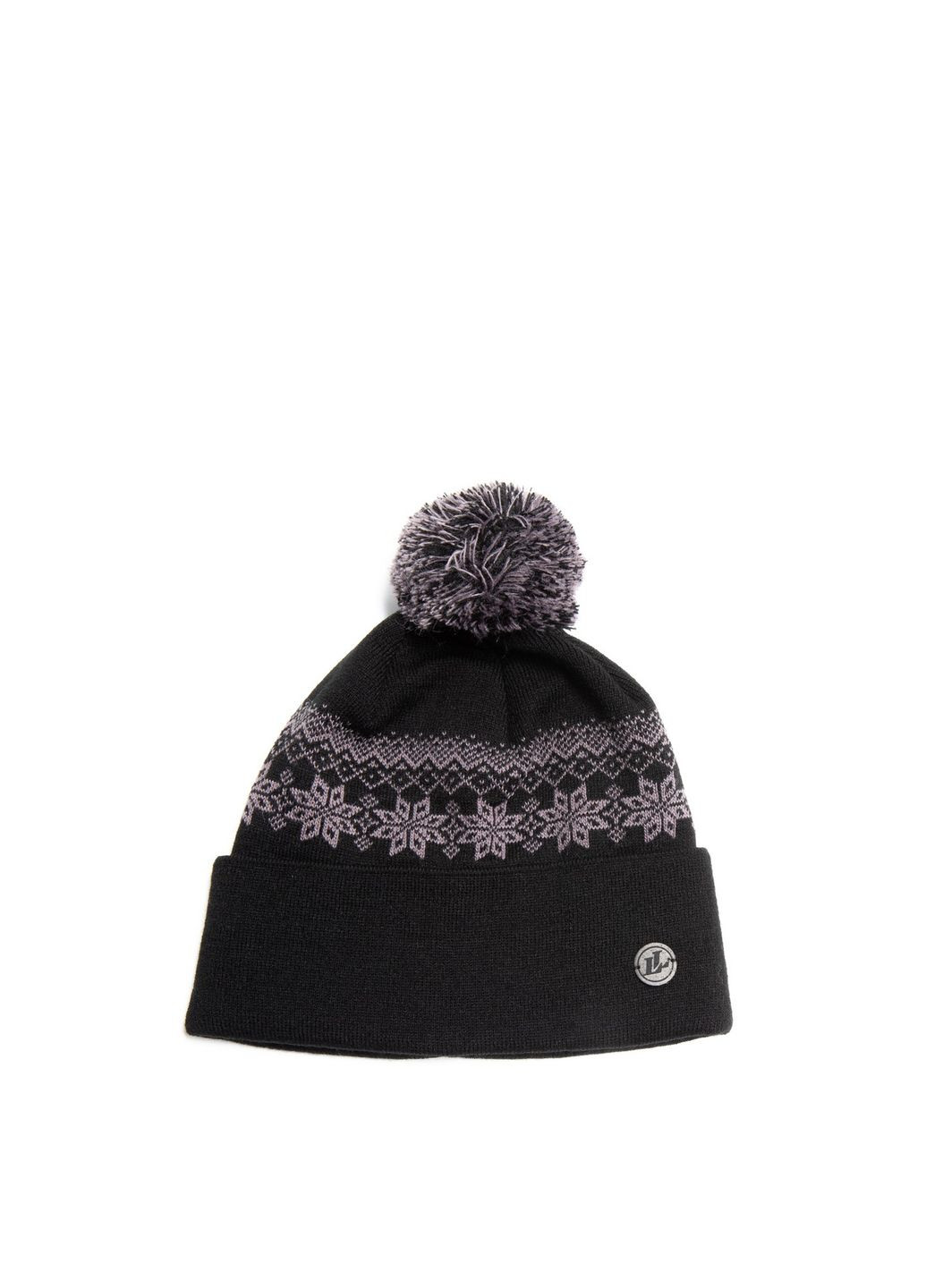 Шапка с помпоном мужская шерсть черная PERCY 653-970 LuckyLOOK 653-970M (322790532)