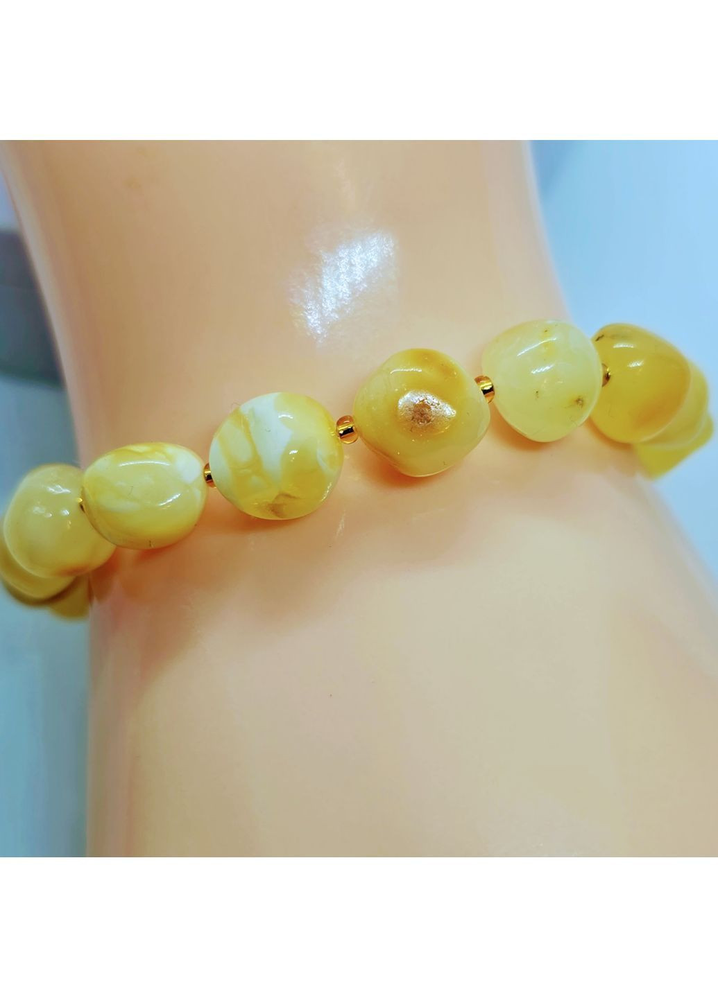 Браслет 3380 з натурального пейзажного бурштину MINOV (363040220)