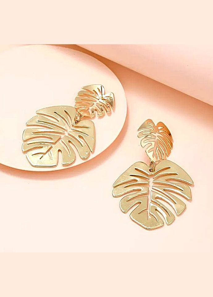 Сережки стильні акцентні Листя Монстера No Brand (341320128)