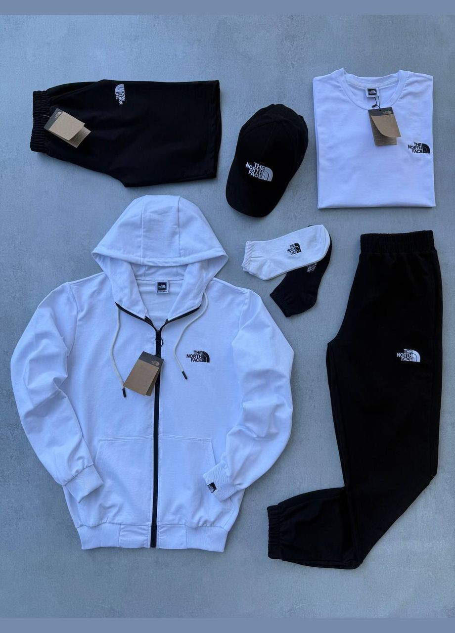 Білий набір 7 в1 the north face кофта,штани,шорти,футболка,кепка,шкарпетки 2 пари Україна