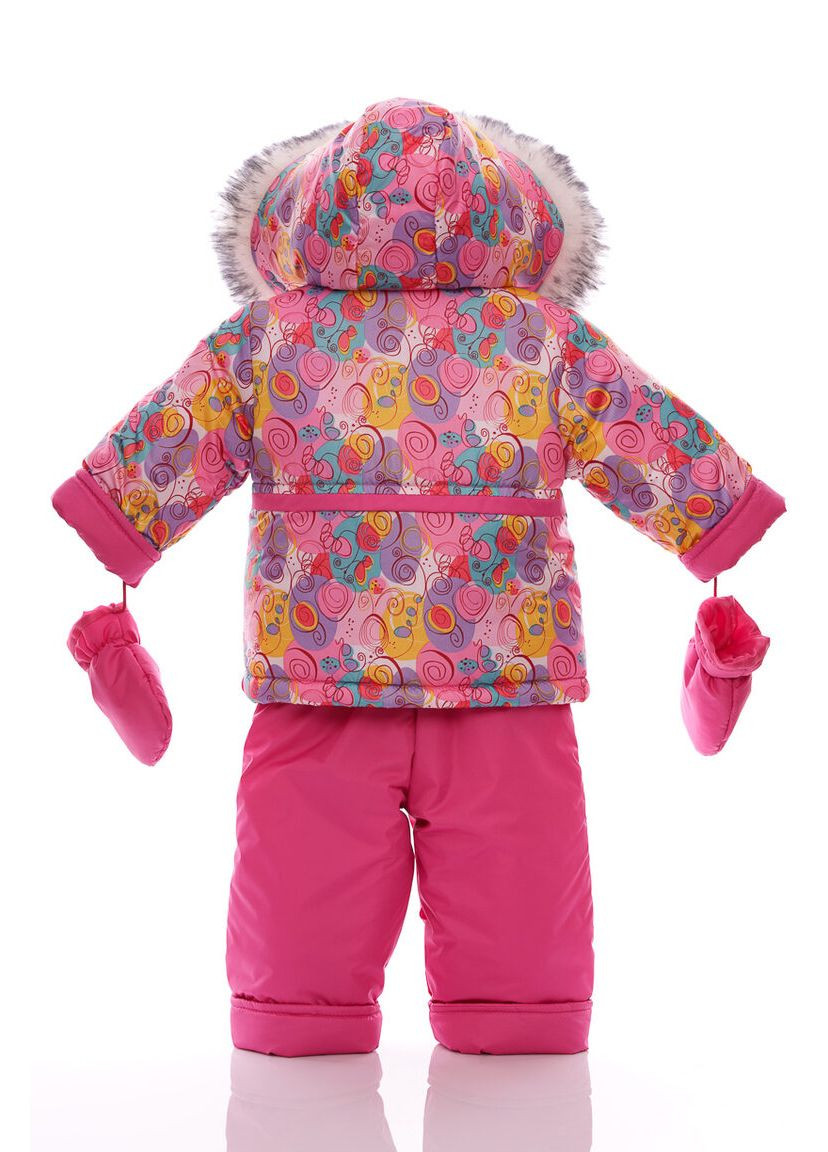 Розовый зимний комбинезон на синтепоне для девочки галактика ноль подстежка белый с черным мех розовый 86 см (51511) BABYKROHA