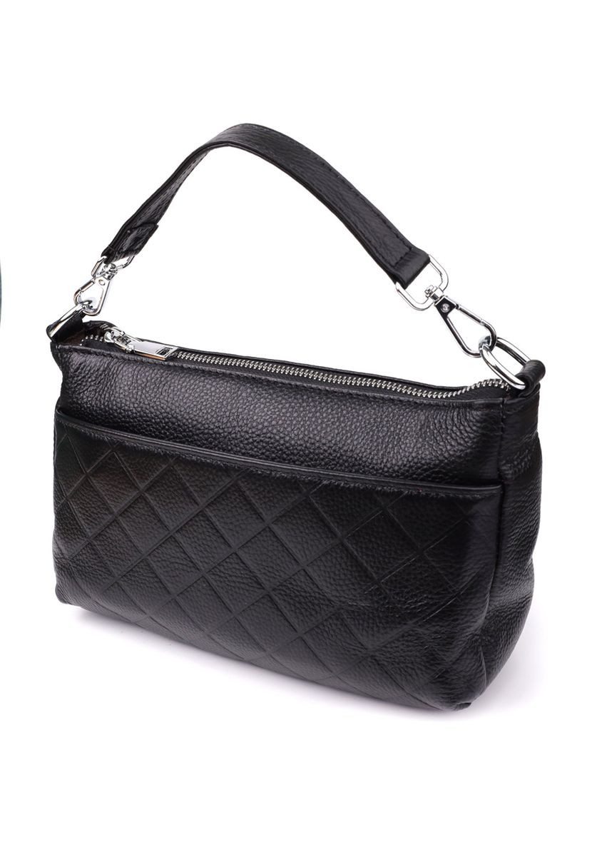 Стильна жіноча сумка з двома ремінцями із натуральної шкіри 22926 Чорний Vintage (349442750)