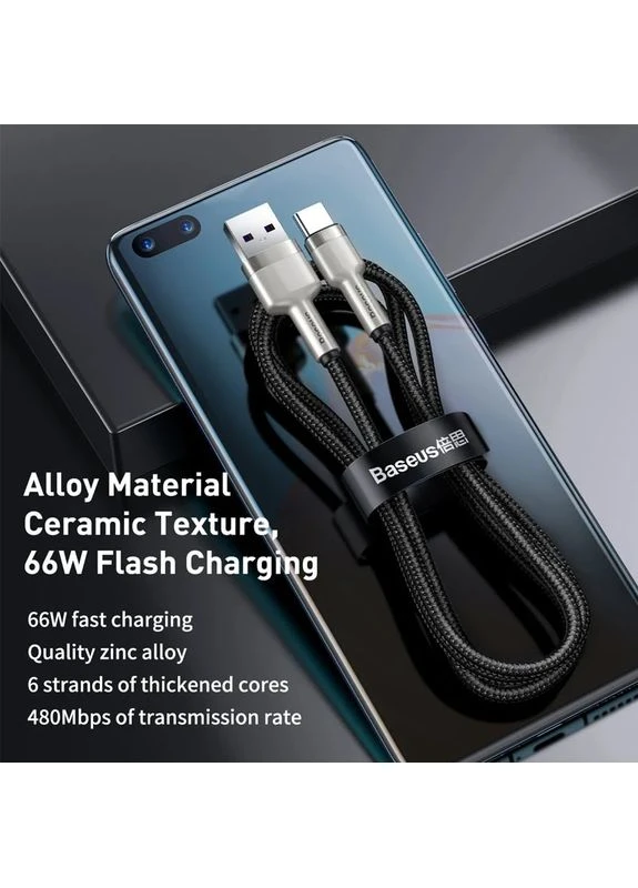Дата кабель Baseus Cafule Metal USB Type-C 66W нейлон 1 м черный No Brand Cafule Metal USB to Type-C 66W (1m) (CAKF00010) (402058934)
