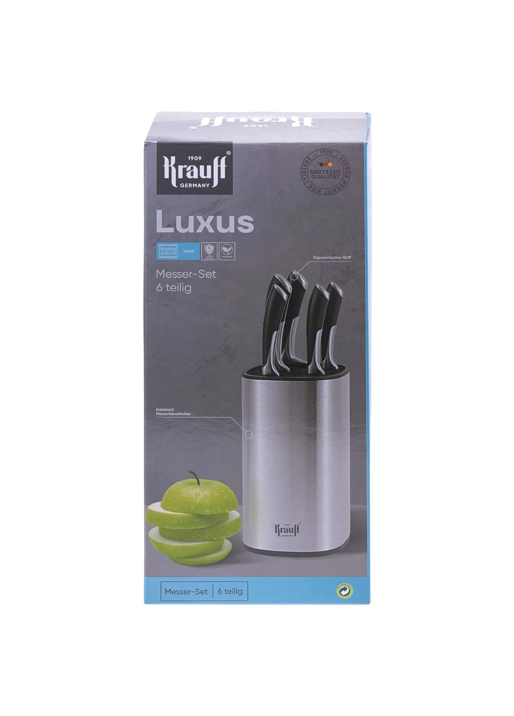 Набір ножів Luxus +ПОДАРУНКИ: Точило для ножів та набір кухонних дощок Krauff комбінований,