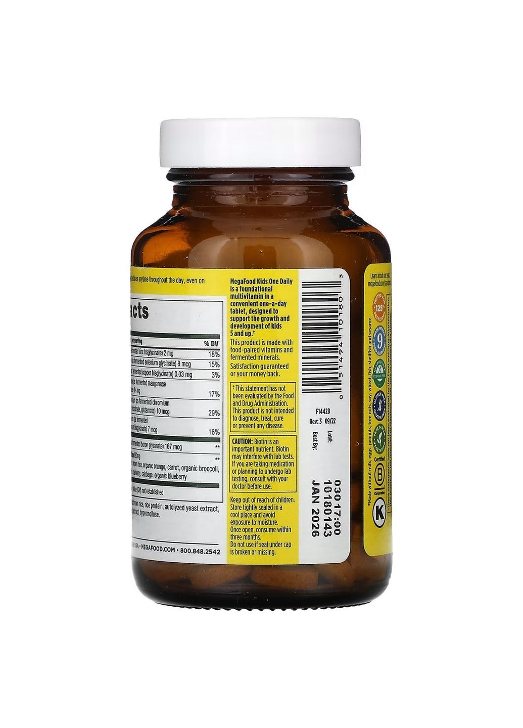 Вітаміни та мінерали Kids One Daily Multivitamin, 60 таблеток MegaFood (293417015)