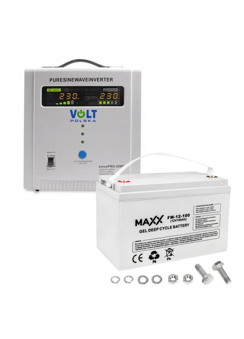 Комплект SINUS PRO 2200E 12/230V 1600/2200W + Аккумулятор гелевый 4SUN MAXX GEL 100 Ah Volt Polska (316152698)