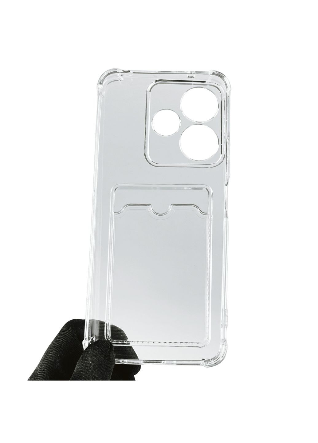 Чохол для Redmi 13 з бронь кутами з кишенею для візиток карток k-pop на сяомі редмі 13 прозорий Xiaomi (366020146)