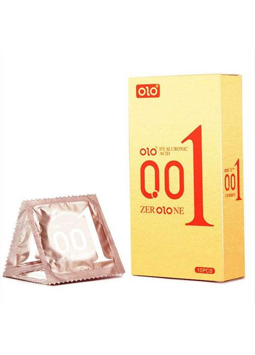 Презервативы Olo 0.01 GOLD с ребрами и пупырышками с гиалуроновой смазкой 10 шт. - (372659833)