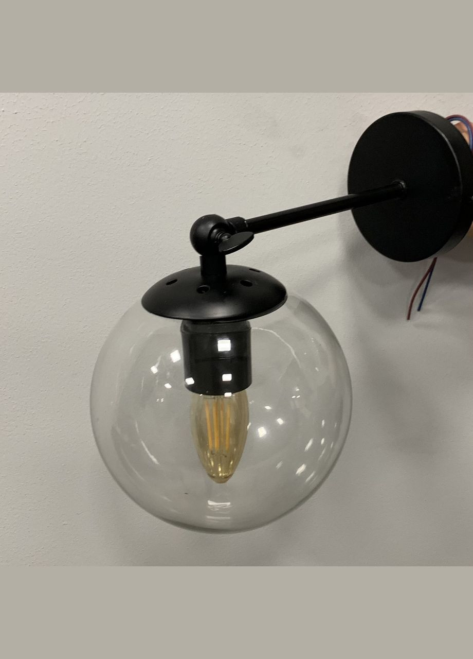 Стеклянное бра модерн "Шар" 15см (56-WPR150F-1 BK+CL) No Brand (370072452)