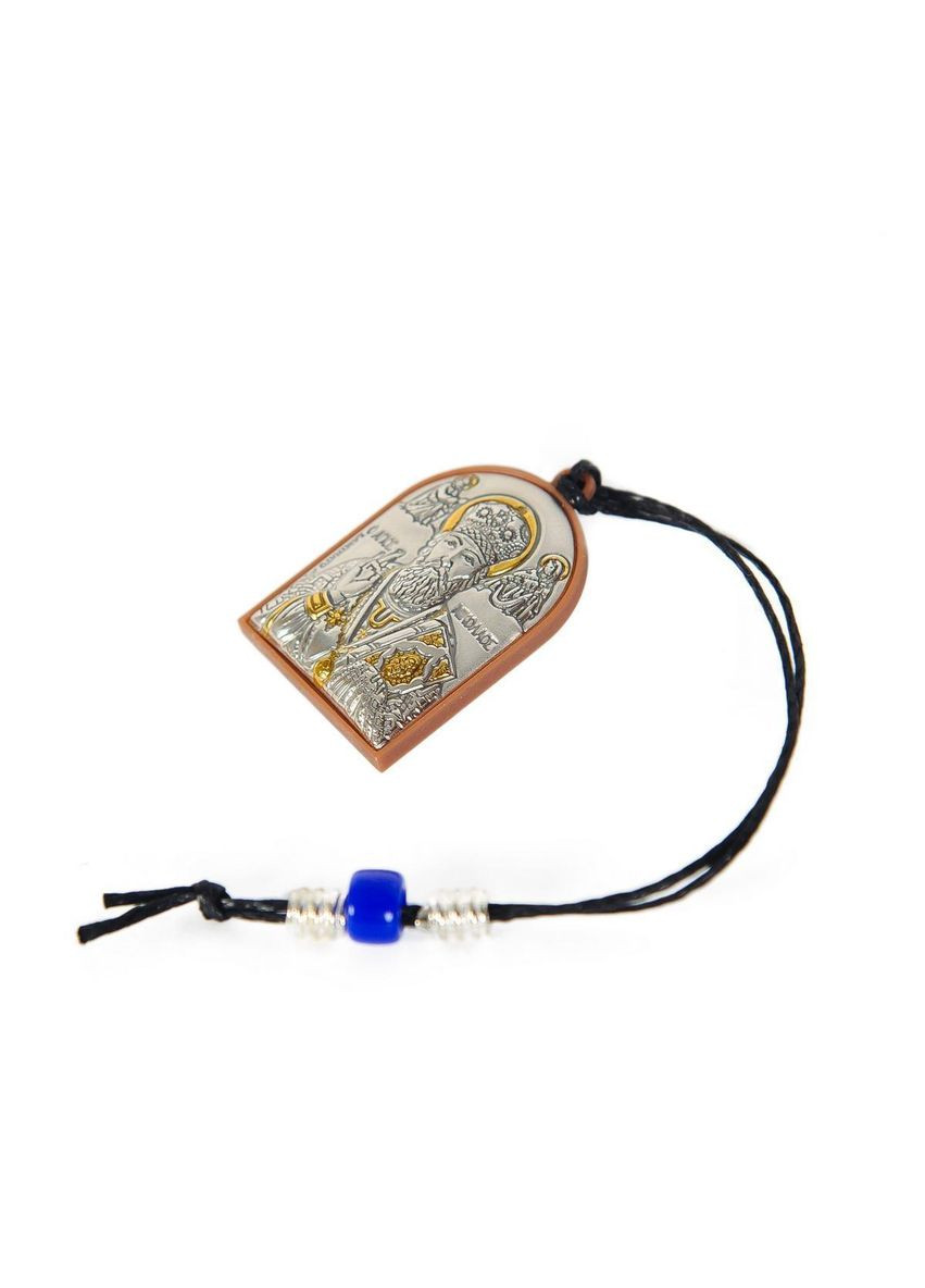 Срібна іконка Миколай та Ісус на підвісці в автомобіль 3,6х2,6см ікона в машину Silver Axion (266266192)