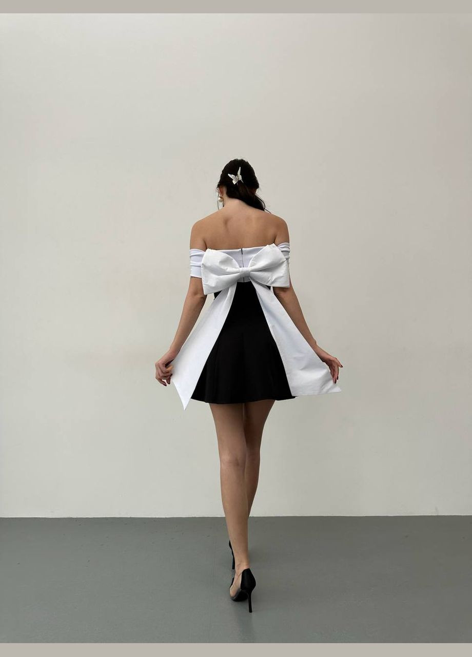 Чорна коктейльна, вечірня, кежуал жіноча сукня з бантом з відкритими плечима Asi.Store.ua