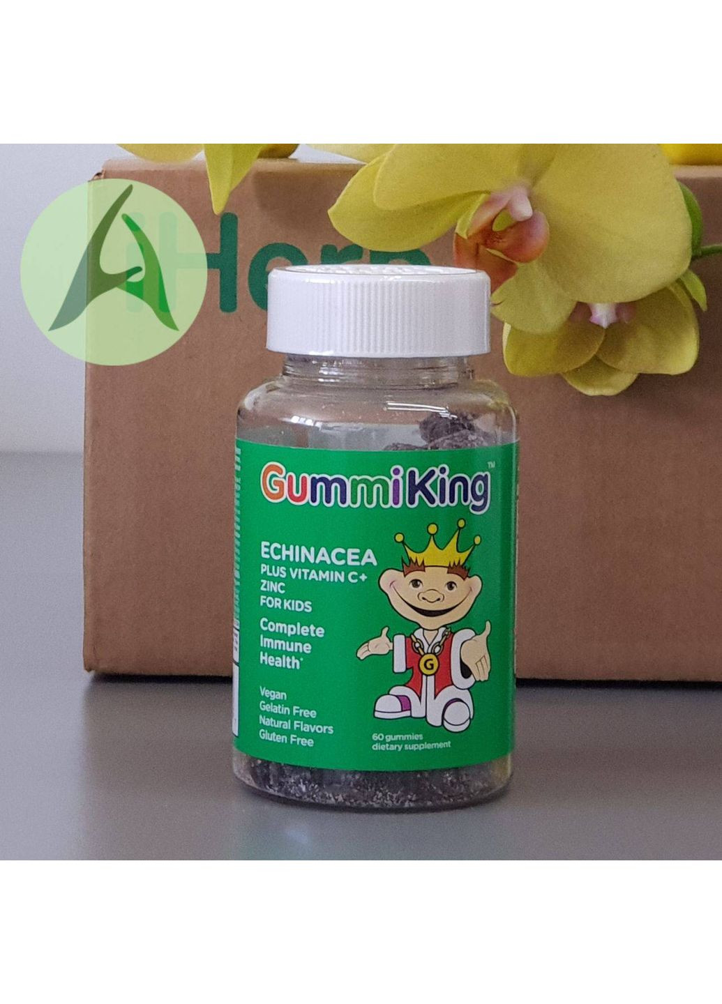 Эхинацея, витамин C и цинк для детей, вкус клубники, апельсина, лимона, винограда, вишни и грейпфрута, 60 жевательных таблеток Gummi King (370135411)