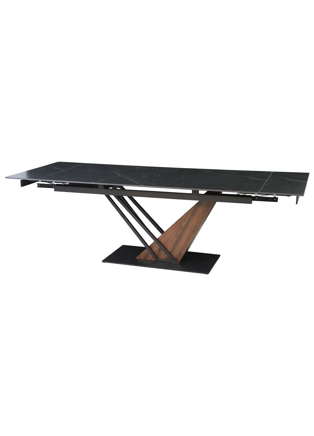 Стіл FERNANDO CERAMIC 180(240)*90 чорний мат/темний горіх Intarsio (372178429)