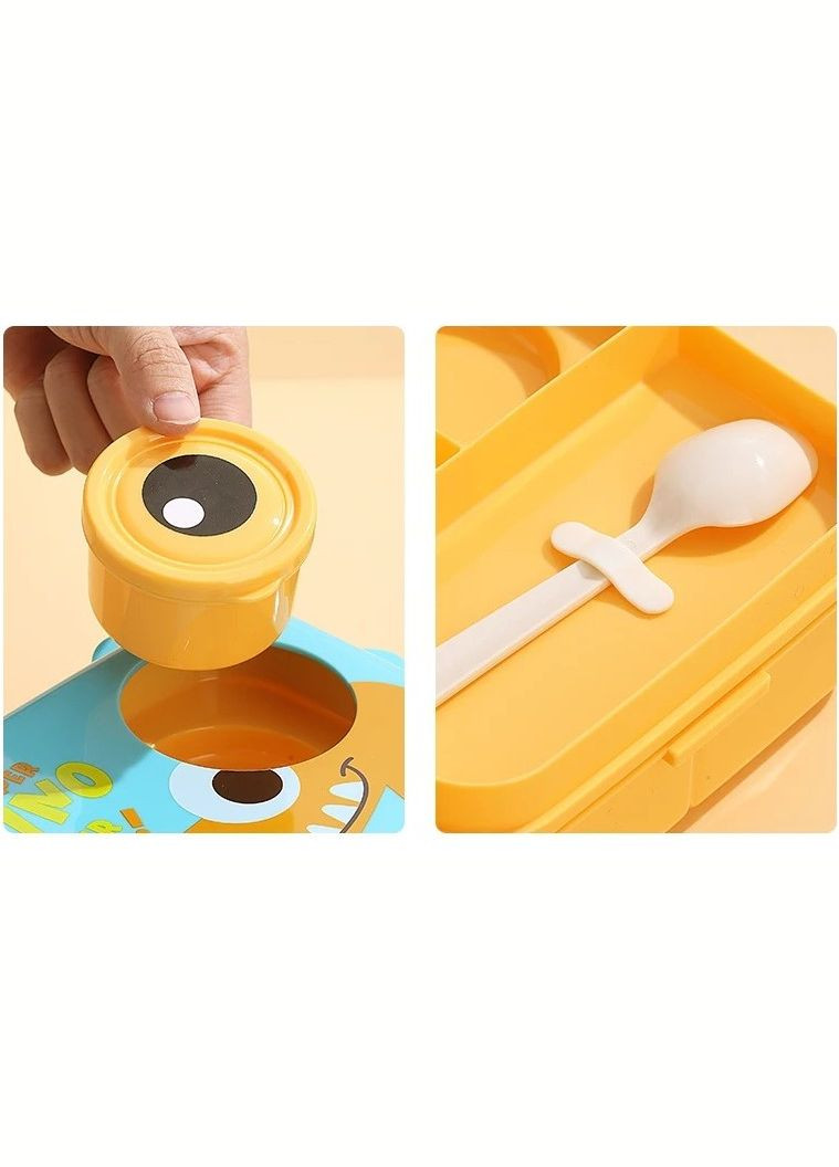 Дитячий ланч бокс на 2 яруса, 6 герметичних секцій Super Dino 1.6л з соусницею 70мл, голубий More (317253883)