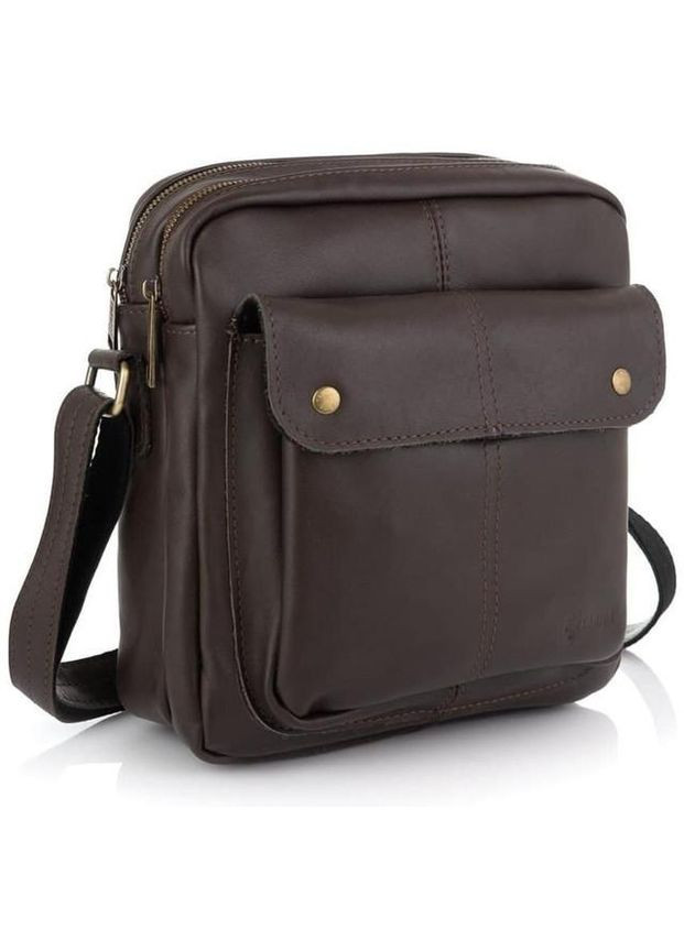 Сумка планшет через плече чоловіча з натуральної шкіри для телефону та для документів маленька Чорний 38052 TARWA (355245389)