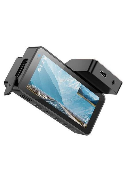 Автомобільний відеореєстратор з WI_FI та GPS 2K реєстратор з камерою заднього виду Сірий Hoco DV12 (329442895)