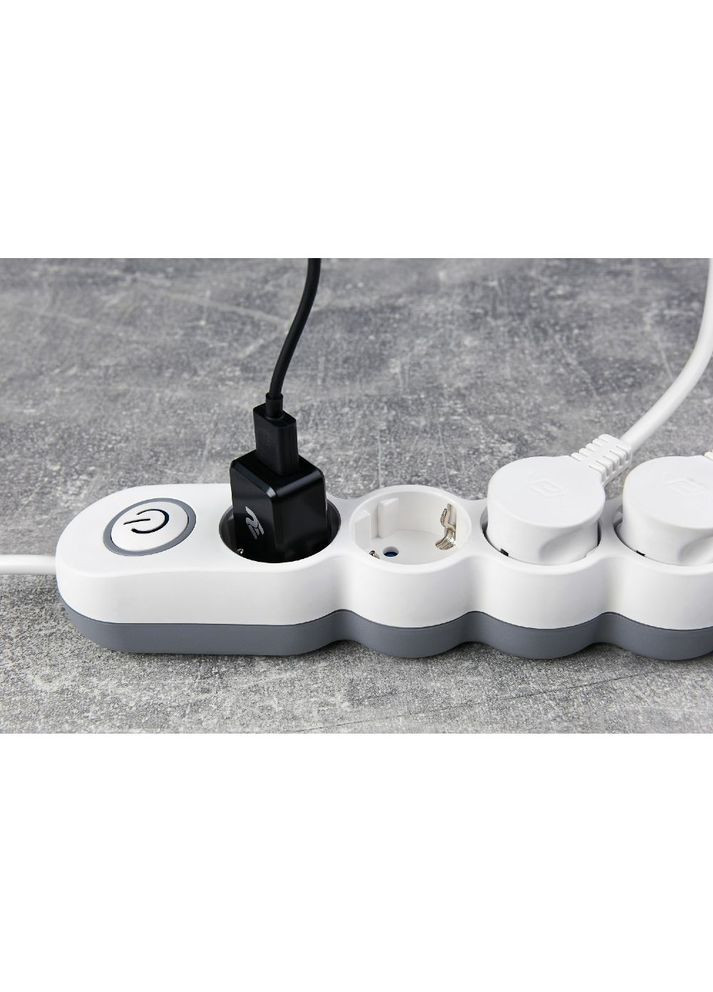 Подовжувач 4 розетки 3м 10А 3х1.0мм2 White (-U04VESM3W) 2E (307436500)