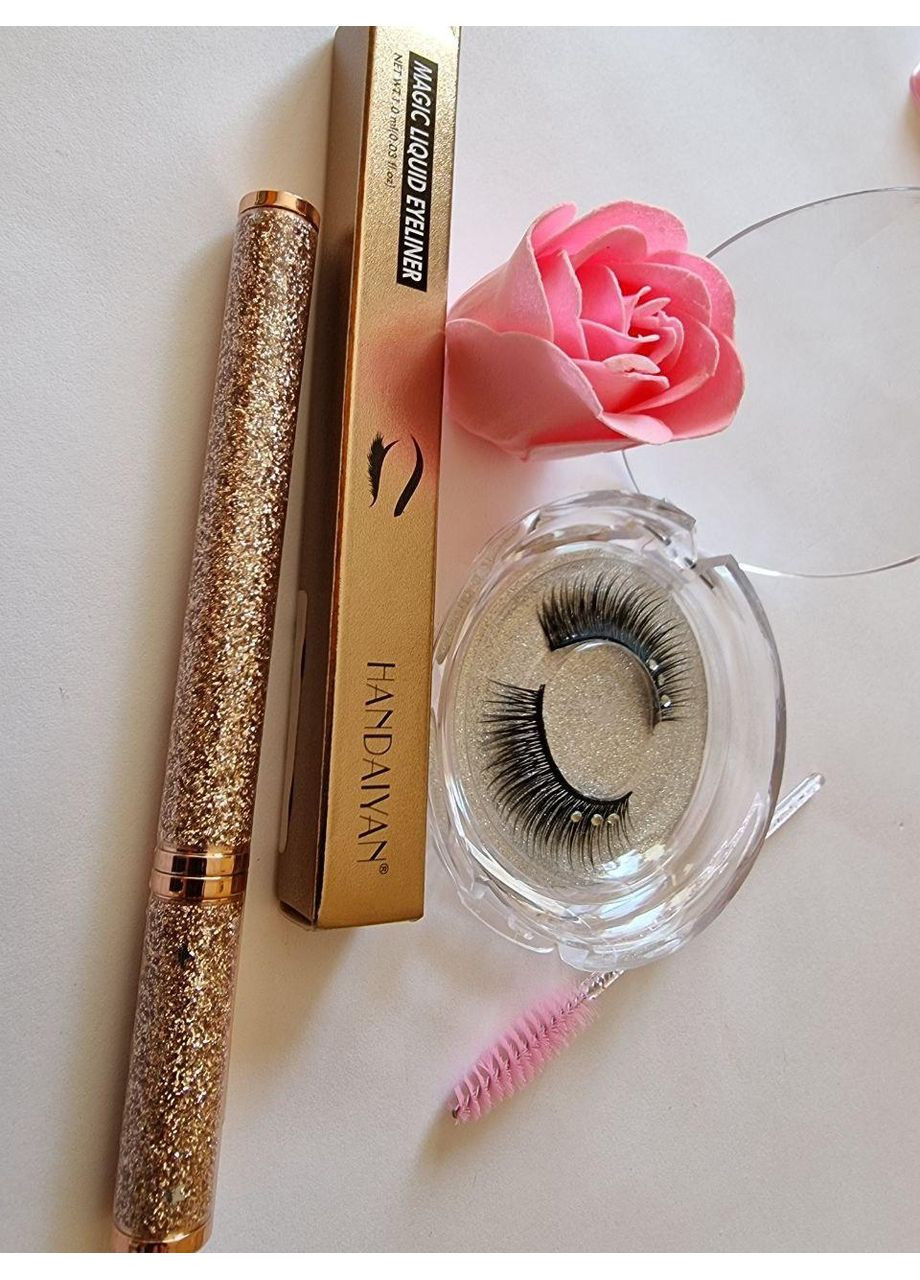 Многоразовые ресницы со стразами + Маркер подводка для одевания ресницы + щеточка Magnetic Lashes (366668522)