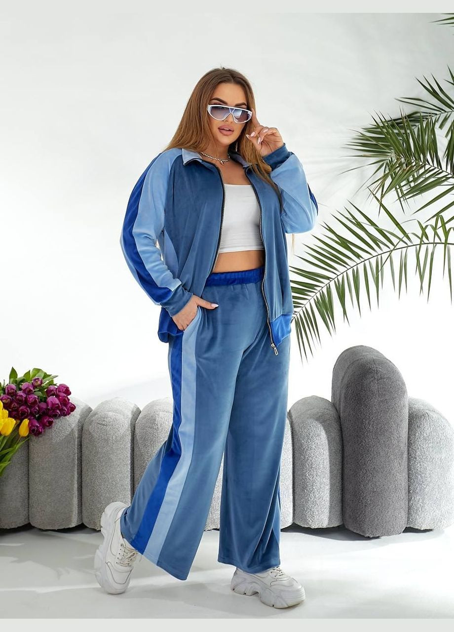 Жіночий велюровий спортивний костюм бежевого кольору New Trend (331869986)