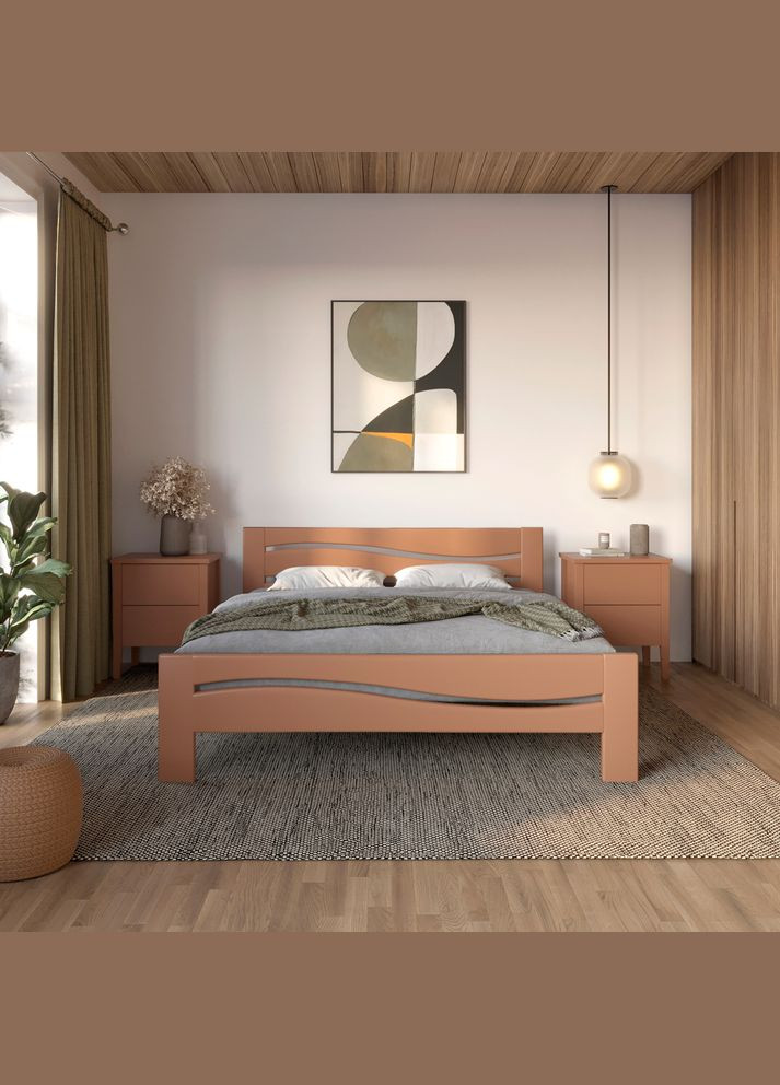 Двоспальне дерев'яне ліжко Неаполь (RAL8025) 180х200 см (MBG-3737) Mebigrand (368280779)