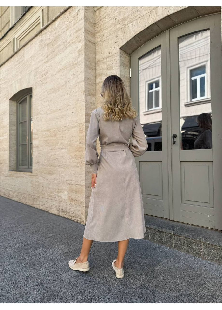 Бежева повсякденний, ділова, кежуал жіноча сукня вельветова сукня-сорочка Style Point однотонна