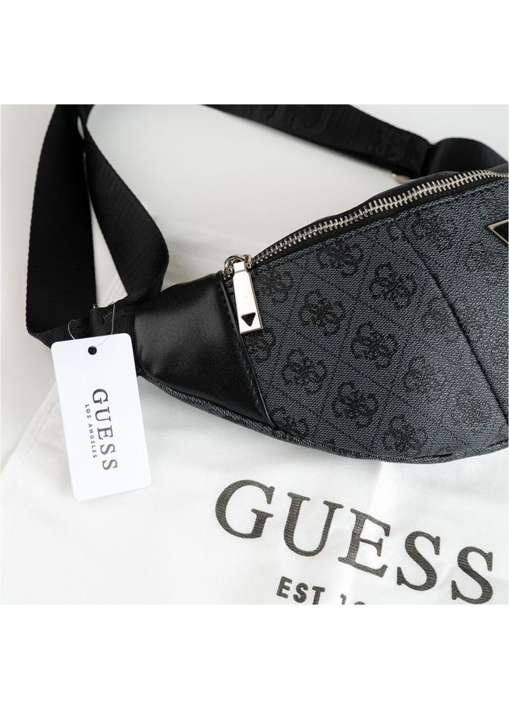 Бананка Guess кожаная Сумка на пояс guess гесс Сумка нагрудная через плечо Guess кожаная черная No Brand (354830514)