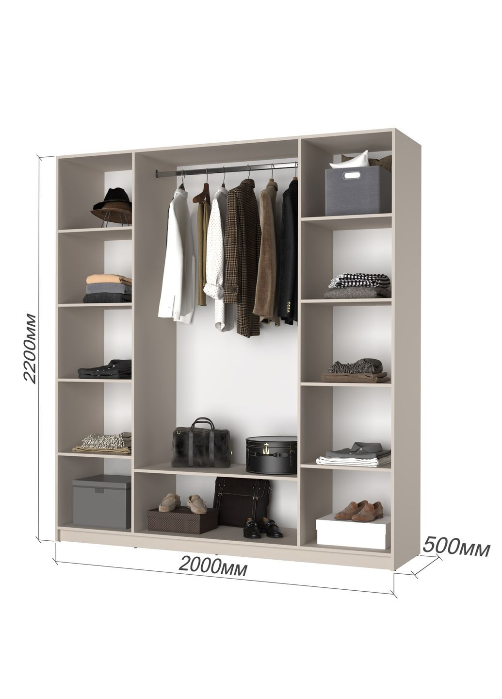 Шкаф 4-дверный Оскар ДСП BG, стандарт 200x52x220 см (MBS-4712) MebelStar (366427331)