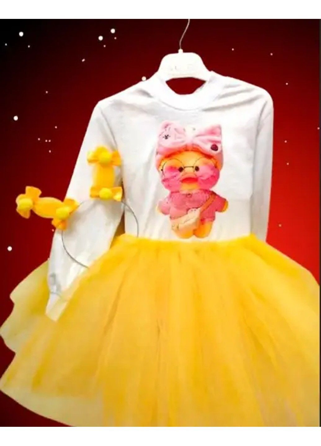 Білий святковий костюм для дівчинки "lalafanfan" лалафанфан - спідниця, реглан, обруч спідничний No Brand