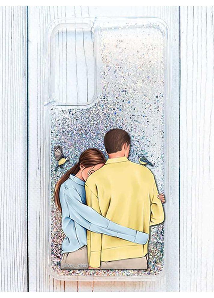 Чехол с плавающими серебряными блестками на Samsung Galaxy S24 FE Украинская пара (принт 14) Creative (362970836)