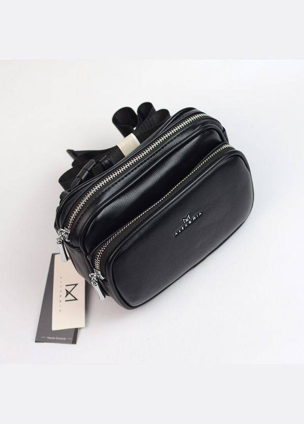 Чорна жіноча маленька нагрудна поясна сумочка бананка через плече Alex&Mia (338182400)