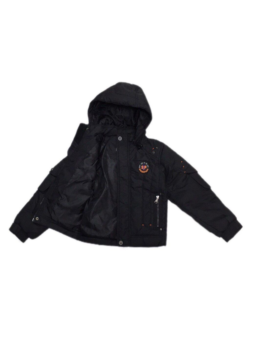 Чорна демісезонна куртка демісезон для хлопчика в чорному кольорі Skorpian