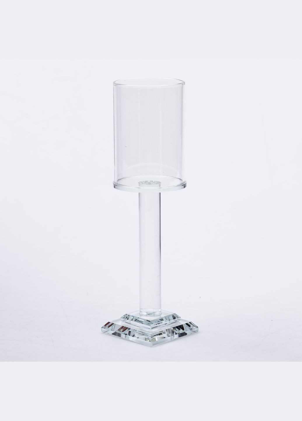 Подсвечник декоративный Cylinder стеклянный на квадратной основе 23 см Yiwu (328603967)