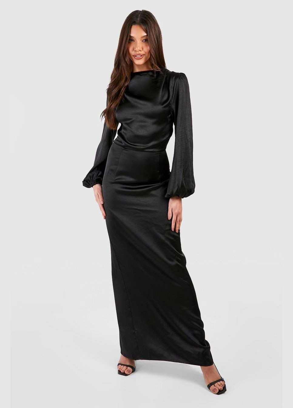 Темно-синее коктейльное платье Boohoo однотонное