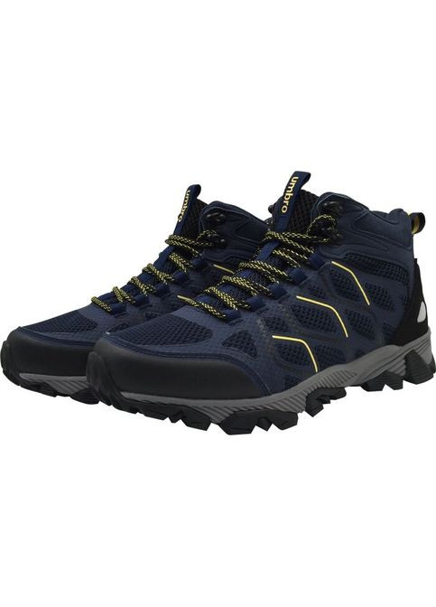 Темно-синие осенние мужские осенне-зимние ботинки темно-синие с желтыми акцентами для ежедневного ношения. Umbro