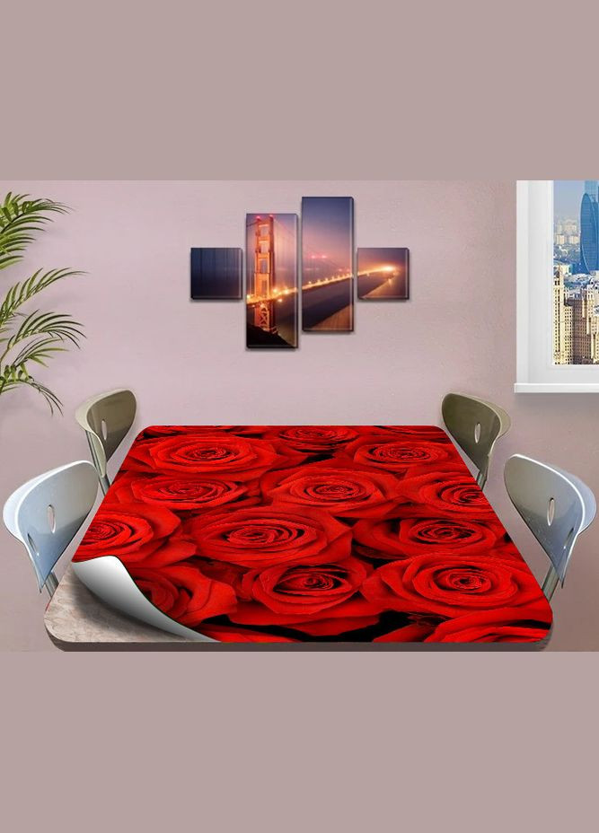 Покриття для столу 60 х 100 см, м'яке скло з фотодруком, Червоні троянди (1 мм) (МСПБfl13595) Декоинт (278288103)