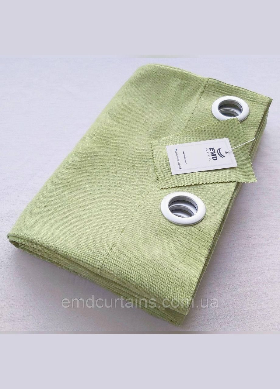Комплект шторы на серых люверсах 2 шт 140х250 см микровелюр Светло-зеленый No Brand (337358587)