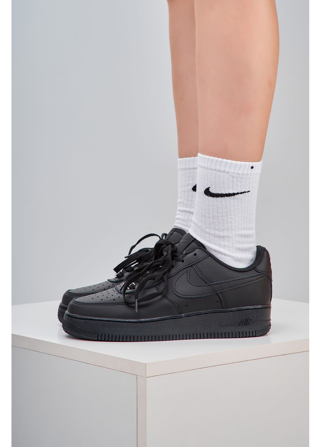 Чорні Осінні кросівки чоловічі nike air force 1 classic premium black найк аір форс 1 преміум No Brand